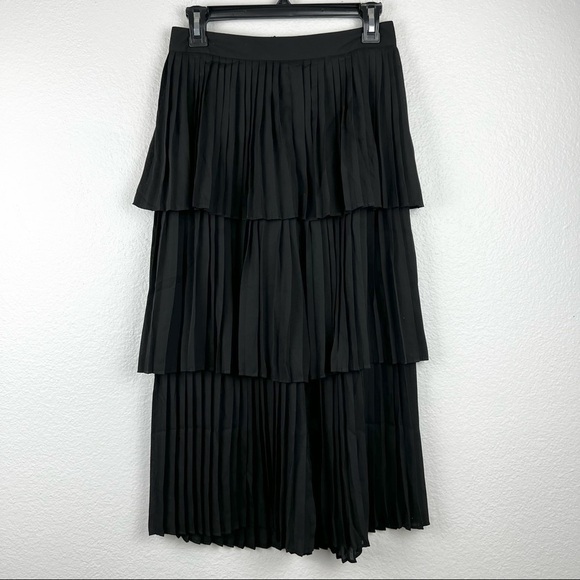 Pomelo Pants - POMELO Wide Leg Pleated and Tiered Palazzo Pants, Black, Size Medium, NWT!
